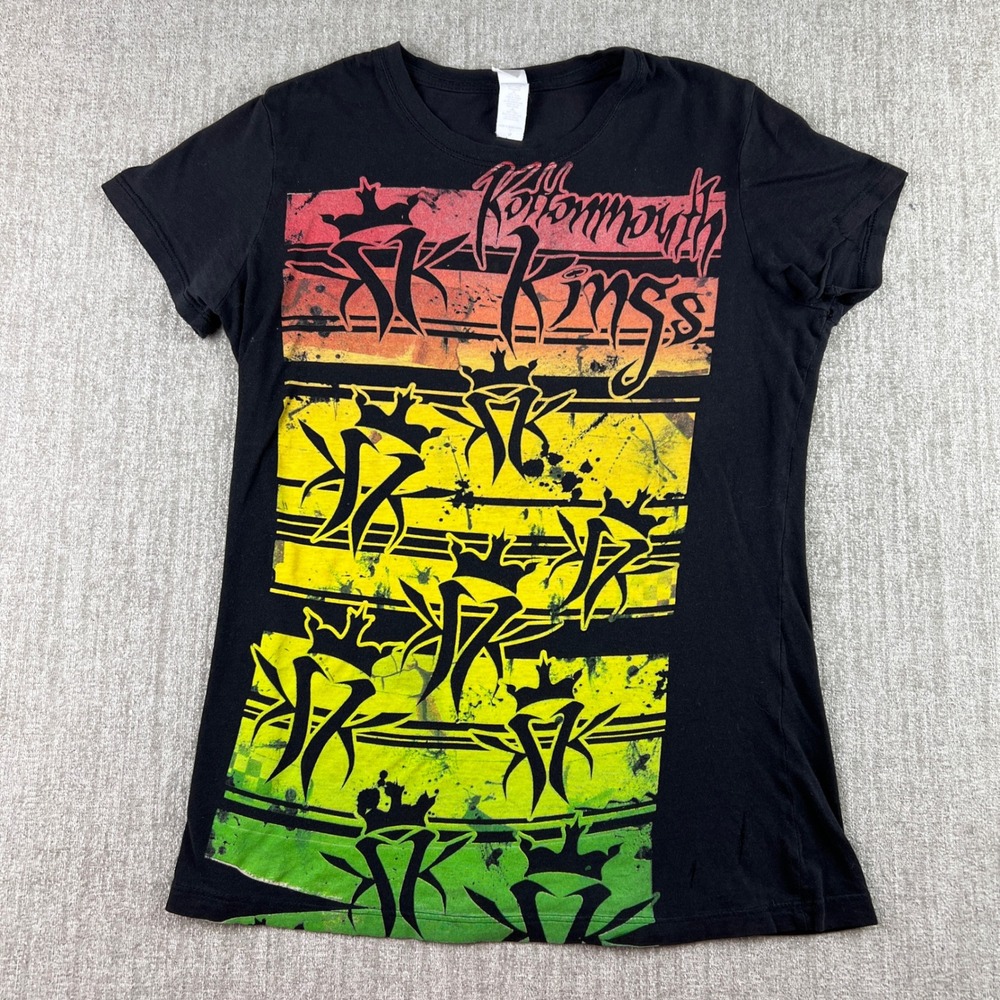 Y2K Kottonmouth Kings T Shirt Womens Medium Black Rasta Hip Hop Band Streetwear